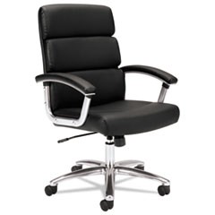 VL103 Series Executive Mid-Back Chair, Black Leather