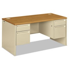 38000 Series Double Pedestal Desk, 60" x 30" x 29.5", Harvest/Putty