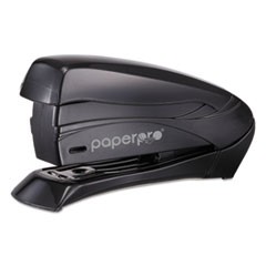 Inspire Spring-Powered Half-Strip Compact Stapler, 15-Sheet Capacity, Black