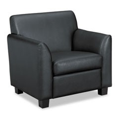 VL870 Series Tailored Black Leather Club Chair, Black Wood Legs