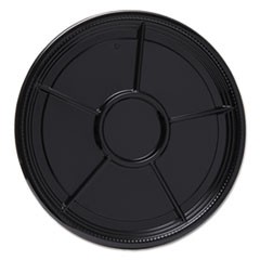 Caterline Casuals Thermoformed Platters, PET, Black, 16" Diameter, 25/Carton