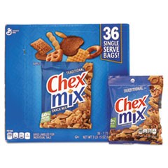 Chex Mix, Traditional Flavor Trail Mix, 3.75oz Bag, 36/Box