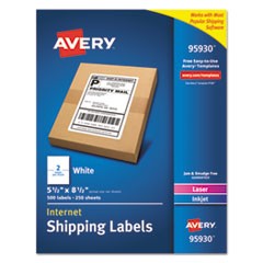 White Shipping Labels-Bulk Packs, Inkjet/Laser Printers, 5.5 x 8.5, White, 2/Sheet, 250 Sheets/Box