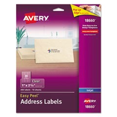 Avery Easy Peel Clear Address Labels for Laser Printers (1" x 2 5/8") (10 Labels/Sheet) (30 Sheets/Pkg)