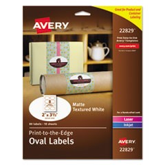 Oval Print-to-the-Edge Labels, 2 x 3.33, White, 8/Sheet, 10 Sheets/Pack