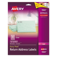 Matte Clear Easy Peel Mailing Labels w/ Sure Feed Technology, Laser Printers, 0.5 x 1.75, Clear, 80/Sheet, 10 Sheets/Pack