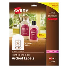 Textured Arched Print-to-the-Edge Labels, Laser Printers, 3 x 2.25, White, 9/Sheet, 10 Sheets/Pack