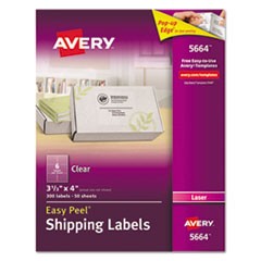 Matte Clear Easy Peel Mailing Labels w/ Sure Feed Technology, Laser Printers, 3.33 x 4, Clear, 6/Sheet, 50 Sheets/Box