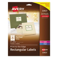 Rectangle Labels, Inkjet/Laser Printers, 3 x 3.75, Pearl Ivory, 6/Sheet, 8 Sheets/Box
