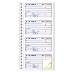 Money/Rent Receipt Spiral Book, 2-3/4 x 4 3/4, 2-Part Carbonless, 200 Sets/Book