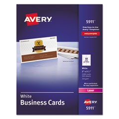 Printable Microperforated Business Cards w/Sure Feed Technology, Laser, 2 x 3.5, White, 2,500 Cards, 10/Sheet, 250 Sheets/Box