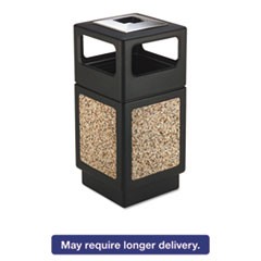 Canmeleon Ash/Trash Receptacle, Square, Aggregate/Polyethylene, 38gal, Black