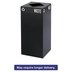 Public Square Recycling Container, Square, Steel, 31gal, Black