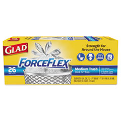 ForceFlex Medium Quick-Tie Trash Bags, 0.69 mil, 8 gal, White, 26/Box