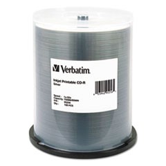 CD-R, 700MB, 52X, Silver Inkjet Printable, 100/PK Spindle