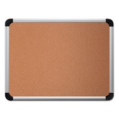 Cork Board with Aluminum Frame, 36 x 24, Natural, Silver Frame