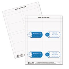 Scored Tent Cards, White Cardstock, 2 x 3.5, 4/Sheet, 40 Sheets/Box