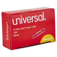 Paper Clips, Small (No. 1), Silver, 100 Clips/Box, 10 Boxes/Pack