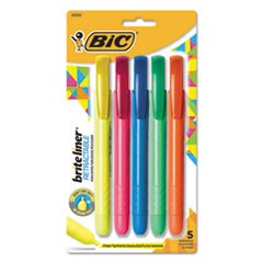 Brite Liner Retractable Highlighter, Assorted Ink Colors, Chisel Tip, Assorted Barrel Colors, 5/Set