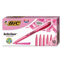 Brite Liner Highlighter, Fluorescent Pink Ink, Chisel Tip, Pink/Black Barrel, Dozen