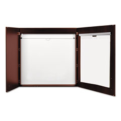 Conference Cabinet,  Porcelain Magnetic Dry Erase Board, 48 x 48, White Surface, Cherry Wood Frame