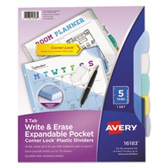 Write and Erase Corner Lock Big Tab Durable Plastic Dividers, 3-Hold Punched, 5-Tab, 11 x 8.5, Assorted, 1 Set