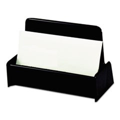 Business Card Holder, Holds 50 2 x 3.5 Cards, 3.75 x 1.81 x 1.38, Plastic, Black