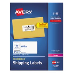 Avery Shipping Labels with TrueBlock Technology for Laser Printers (White) (2" x 4") (10 Labels/Sheet) (100 Sheets/Box)