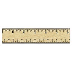 Flat Wood Ruler w/Double Metal Edge, 12