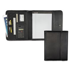 Professional Tri-Fold Padfolio w/Calculator, Writing Pad, Vinyl, Black