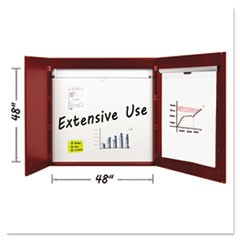 Conference Cabinet, Porcelain Magnetic, Dry Erase, 48 x 48, Cherry