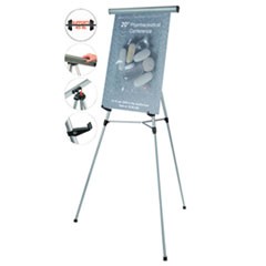 Telescoping Tripod Display Easel, Adjusts 35" to 64" High, Metal, Silver