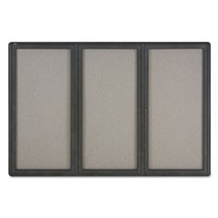 Enclosed Fabric-Cork Board, 72 x 48, Gray Surface, Graphite Aluminum Frame