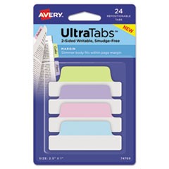 Ultra Tabs Repositionable Margin Tabs, 1/5-Cut Tabs, Assorted Pastels, 2.5