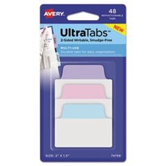Ultra Tabs Repositionable Standard Tabs, 1/5-Cut Tabs, Assorted Pastels, 2