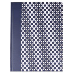Casebound Hardcover Notebook, Wide/Legal Rule, Blue/Hex Pattern, 10.25 x 7.68, 150 Sheets