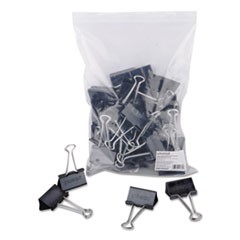 Binder Clips in Zip-Seal Bag, Large, Black/Silver, 36/Pack