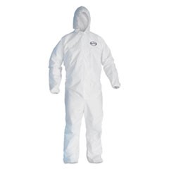 Kleenguard A40 Elastic-Cuff, Ankle, Hooded Coveralls, Medium, White, 25/Carton