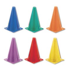 9 Inch High Visibility Plastic Cone Set,set Of Six: One Of Each In Red, Orange, Yellow, Green, Blue And Purple