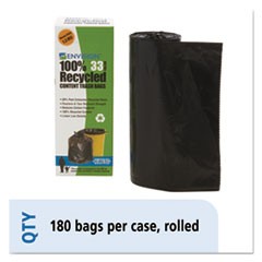 Total Recycled Content Plastic Trash Bags, 33 gal, 1.3 mil, 33