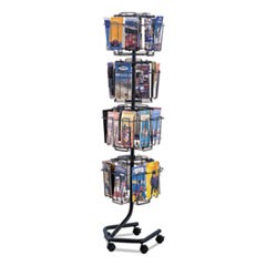 Wire Rotary Display Racks, 32 Compartments, 15w x 15d x 60h, Charcoal