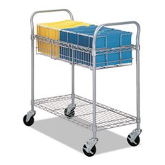 Wire Mail Cart, 600-lb Capacity, 18.75w x 39d x 38.5h, Metallic Gray