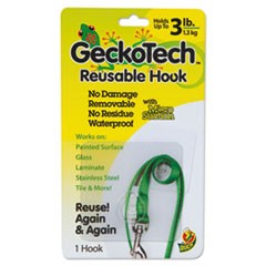 GeckoTech Reusable Hooks, Plastic, 3 lb Capacity, Clear, 1 Hook