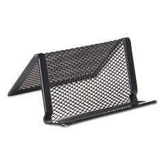 Mesh Metal Business Card Holder, Holds 50 2.25 x 4 Cards, 3.78 x 3.38 x 2.13, Black