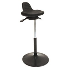 Pneumatic Sit-Stand Stool, Black Seat/Black Back, Black Base