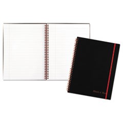 Twin Wire Poly Cover Notebook, Wide/Legal Rule, Black Cover, 11 x 8.5, 70 Sheets