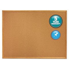 Classic Series Cork Bulletin Board, 36 x 24, Tan Surface, Oak Fiberboard Frame