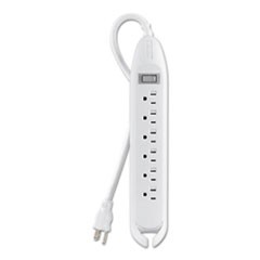 Power Strip, 6 Outlets, 12 ft Cord, White