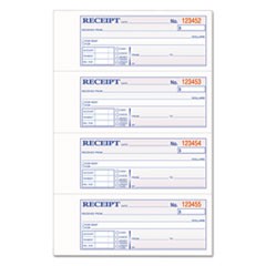 TOPS 3-Part Hardbound Receipt Book, Three-Part Carbonless, 7 x 2.75, 4 Forms/Sheet, 200 Forms Total