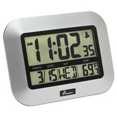 6645016611877 SKILCRAFT LCD Digital Radio-Controlled Clock, 7.25" x 9.75", Silver Case, 2 AAA (sold separately)